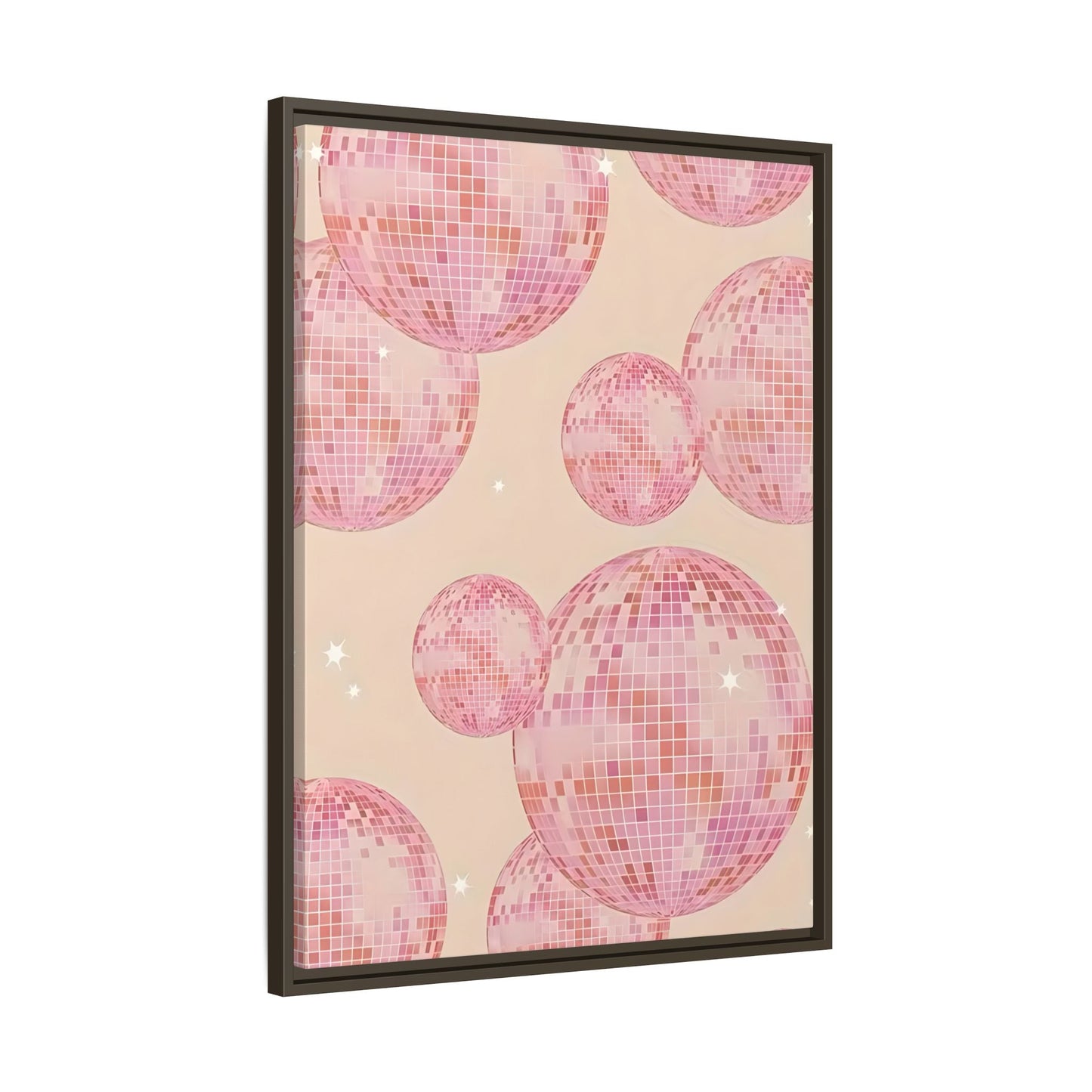 Pink Orange Disco Ball Wall Art Canvas Print, Girly Dorm Bar
