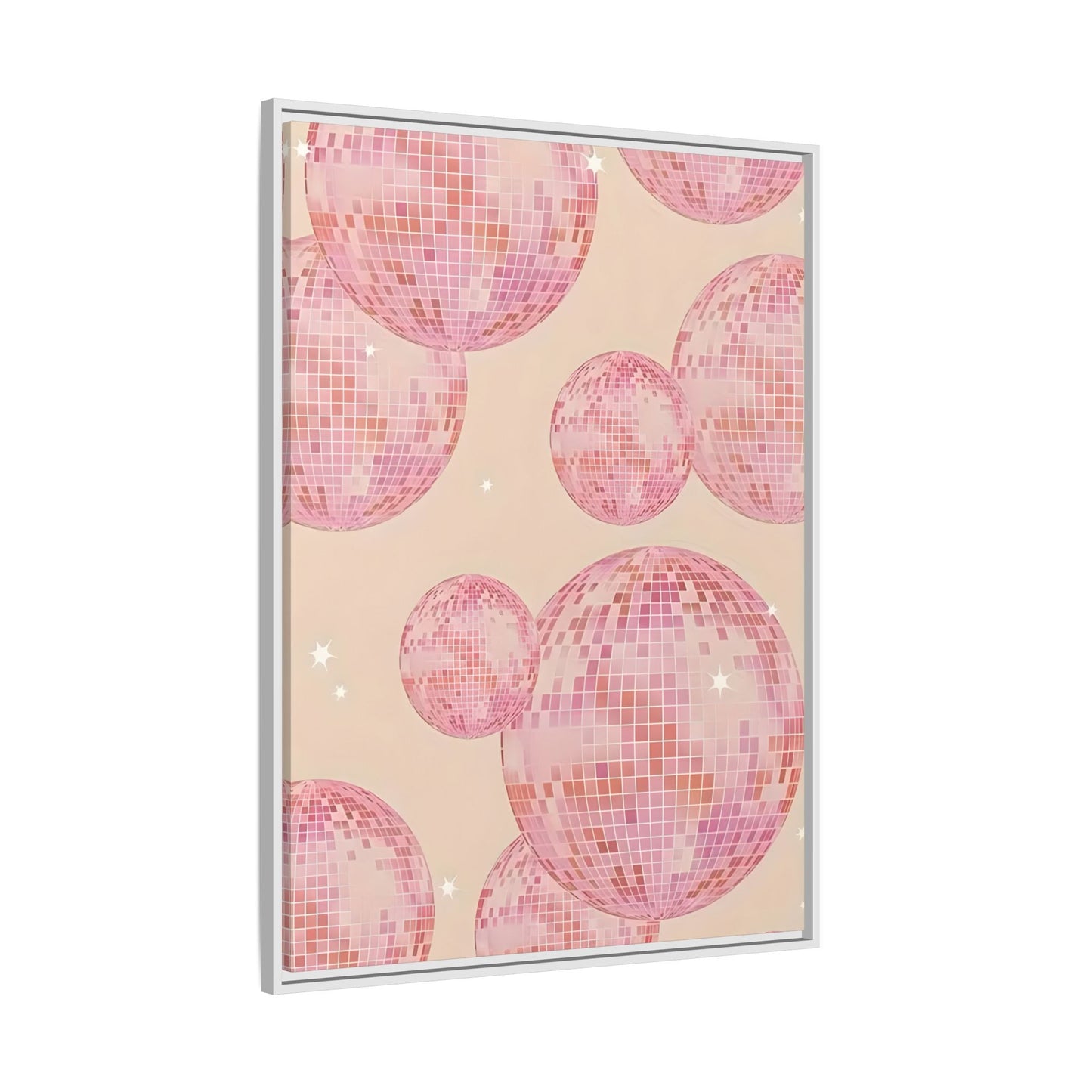 Pink Orange Disco Ball Wall Art Canvas Print, Girly Dorm Bar