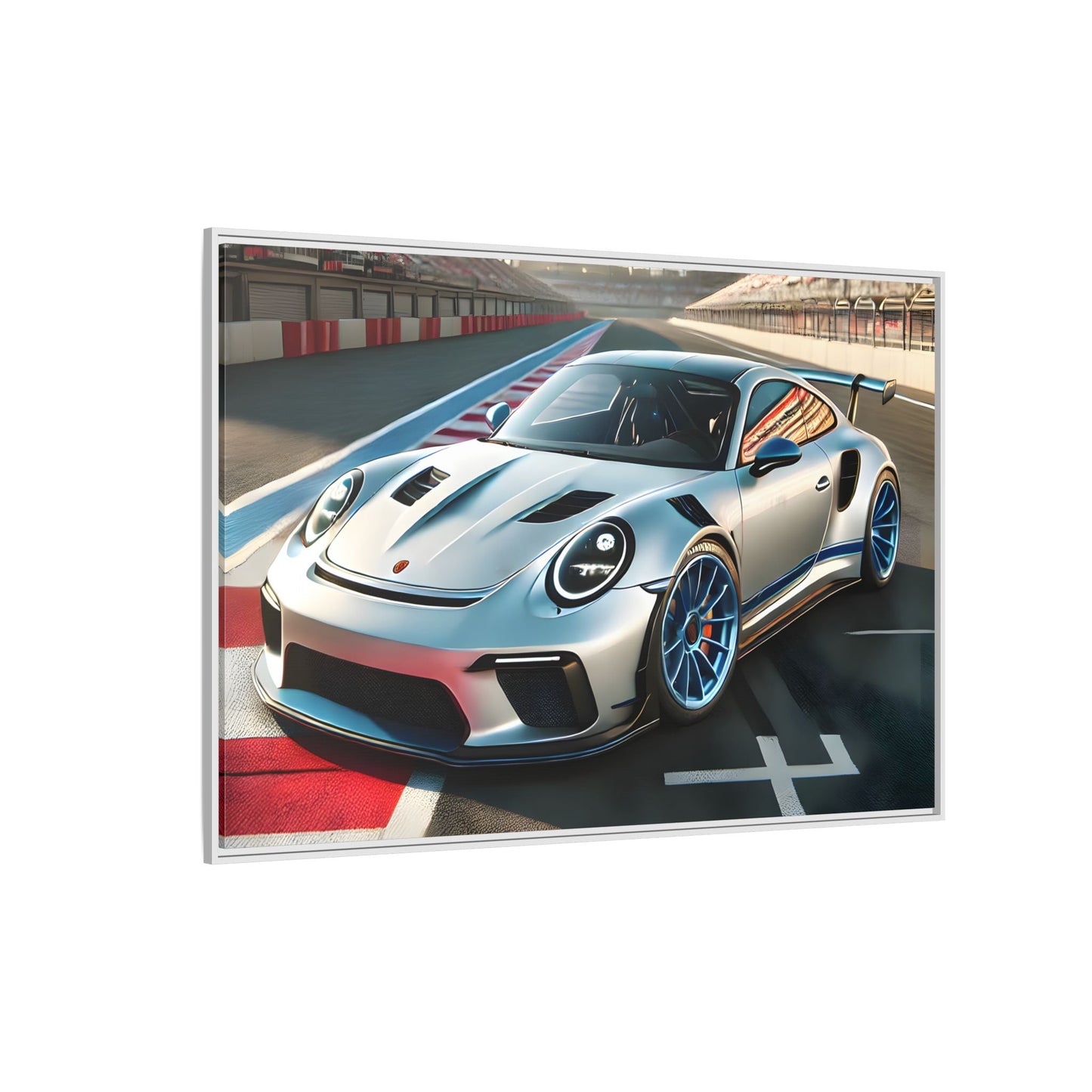 Racing Car Wall Art - Large Framed Canvas Print for Room Decor
