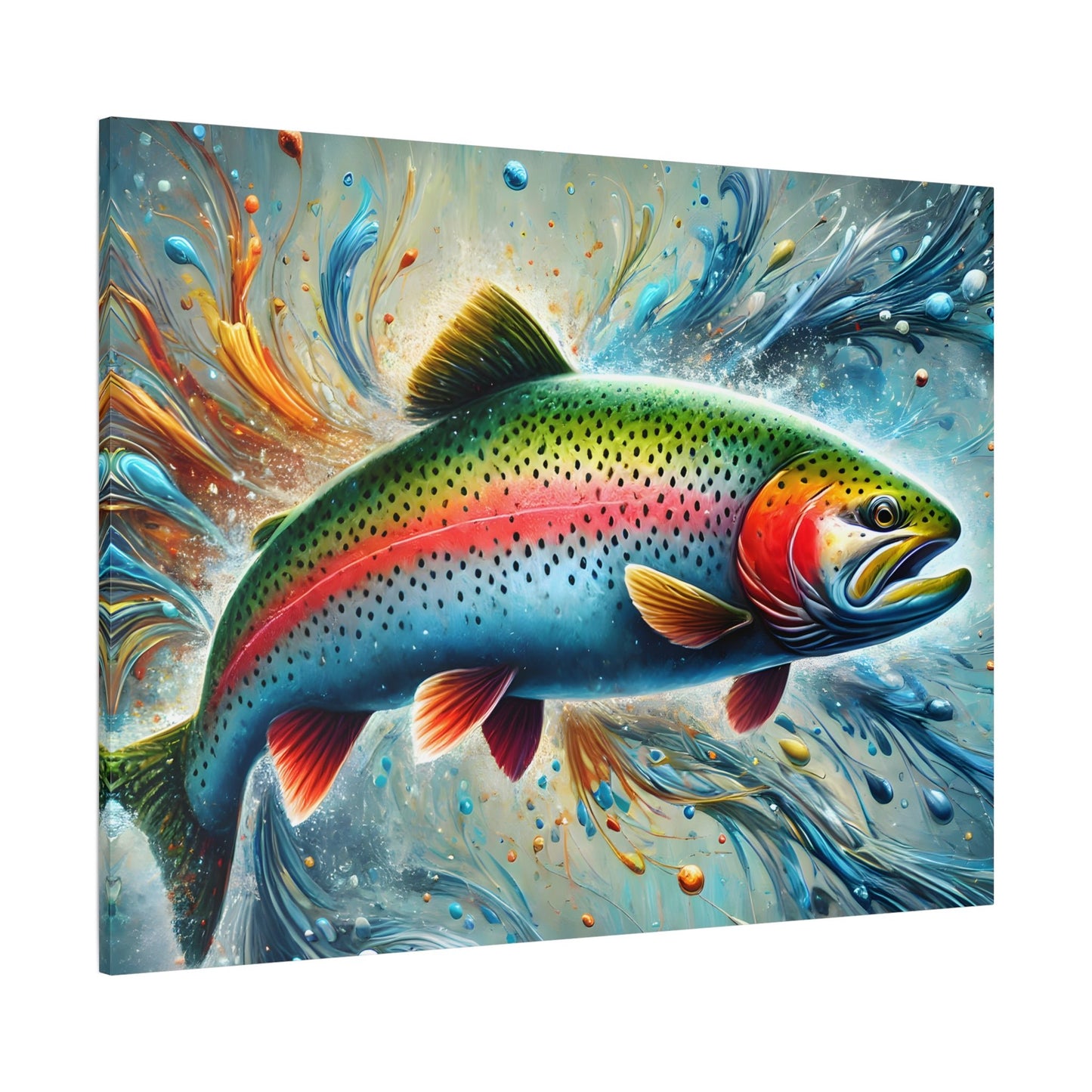 Rainbow Trout Fish Wall Art Fishing Artwork Canvas Print