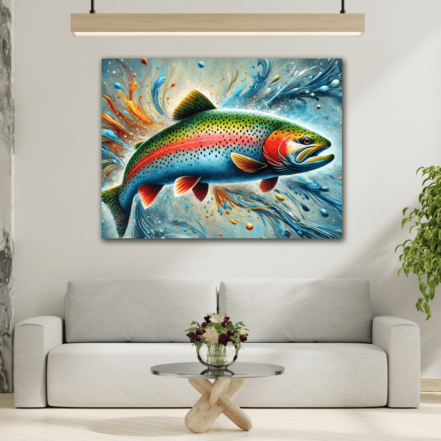 Rainbow Trout Fish Wall Art Fishing Artwork Canvas Print