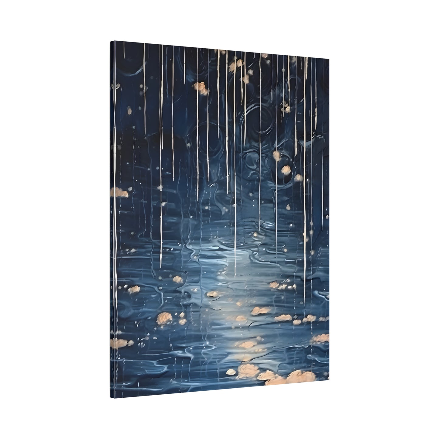 Rainy Night Abstract Landscape Canvas Prints - Water Reflection Wall Art