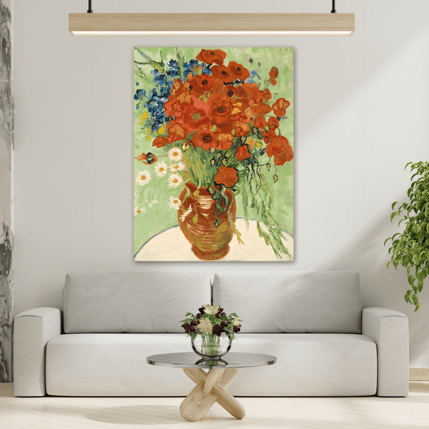 Red Poppies Daisies Van Gogh Cornflowers Poppies Wall Art Canvas Abstract Prints
