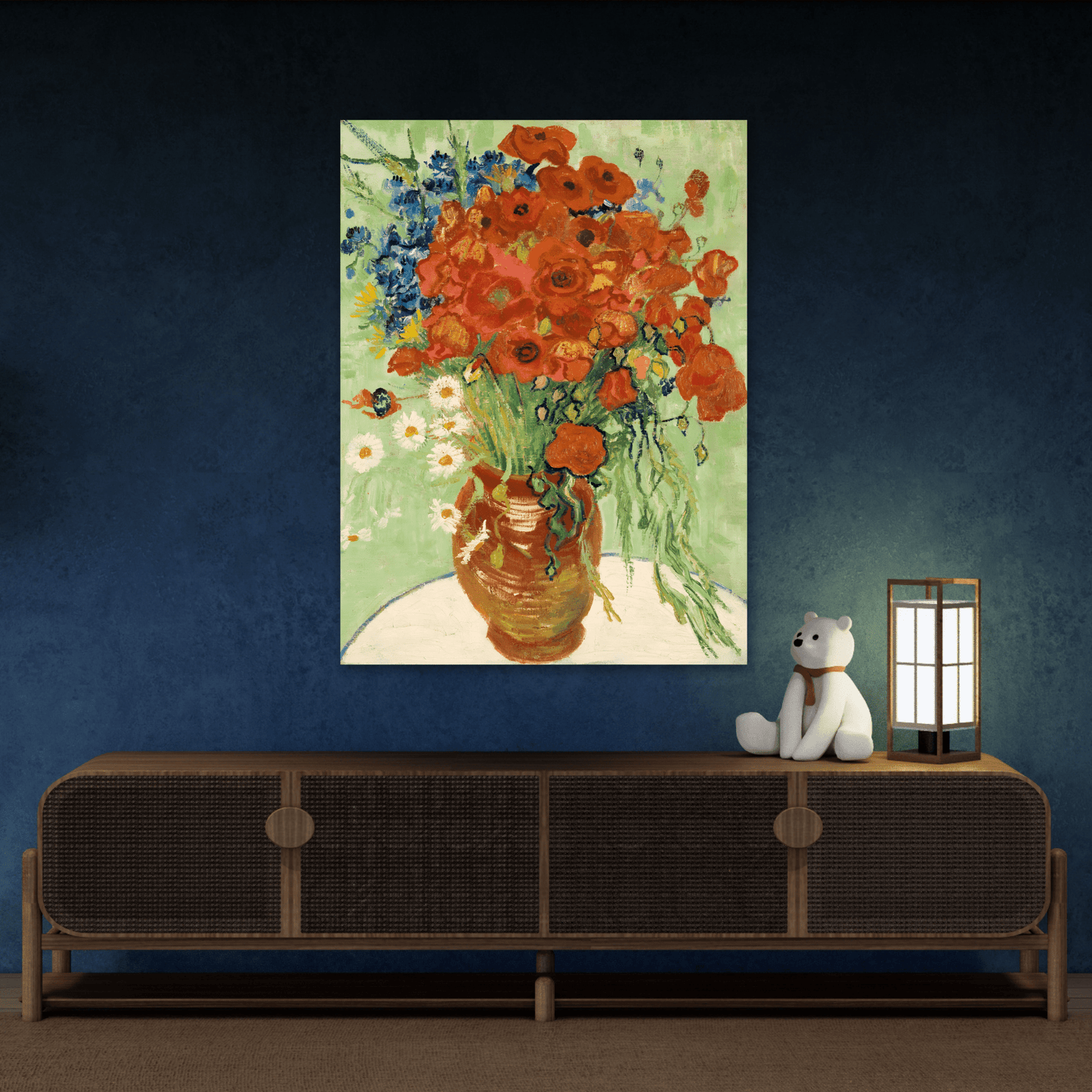 Red Poppies Daisies Van Gogh Cornflowers Poppies Wall Art Canvas Abstract Prints