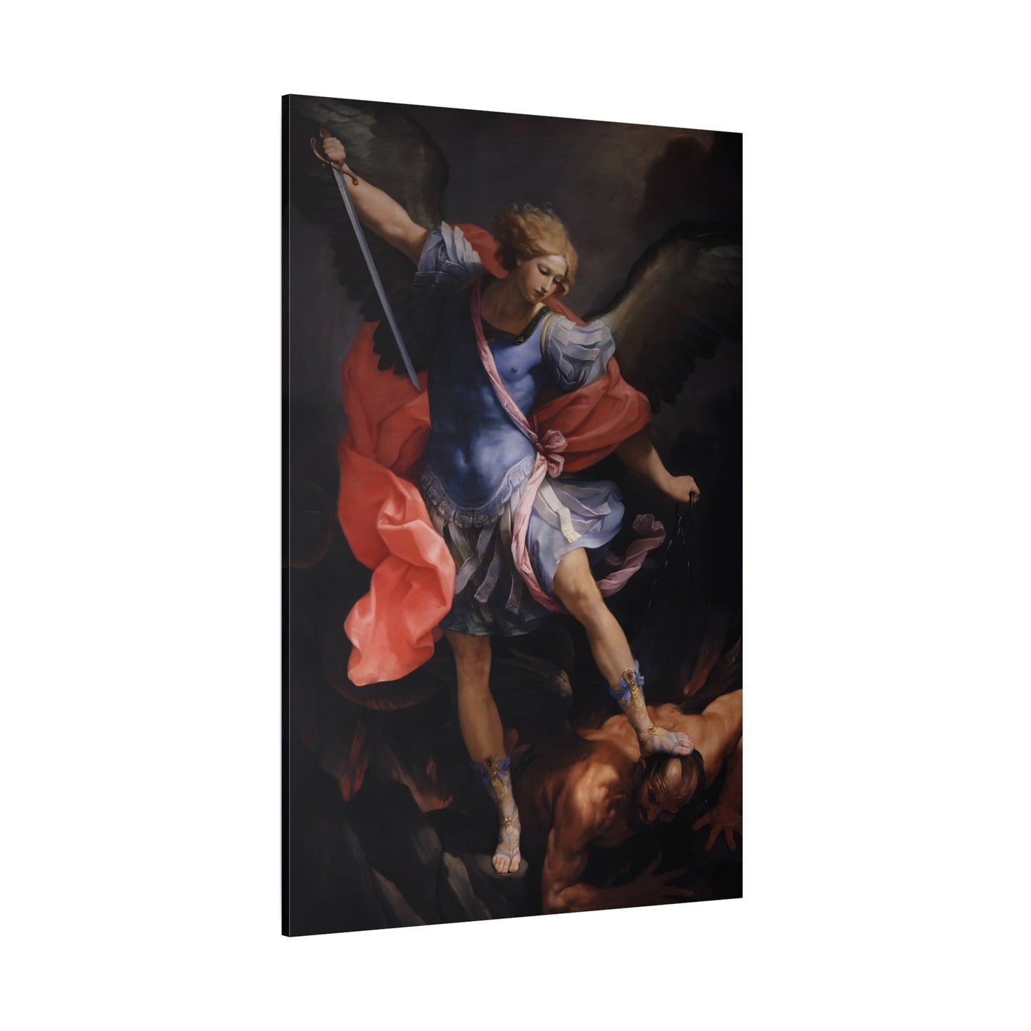 Religious Battle Canvas Print - Angel Michael Defeating Satan Wall Art