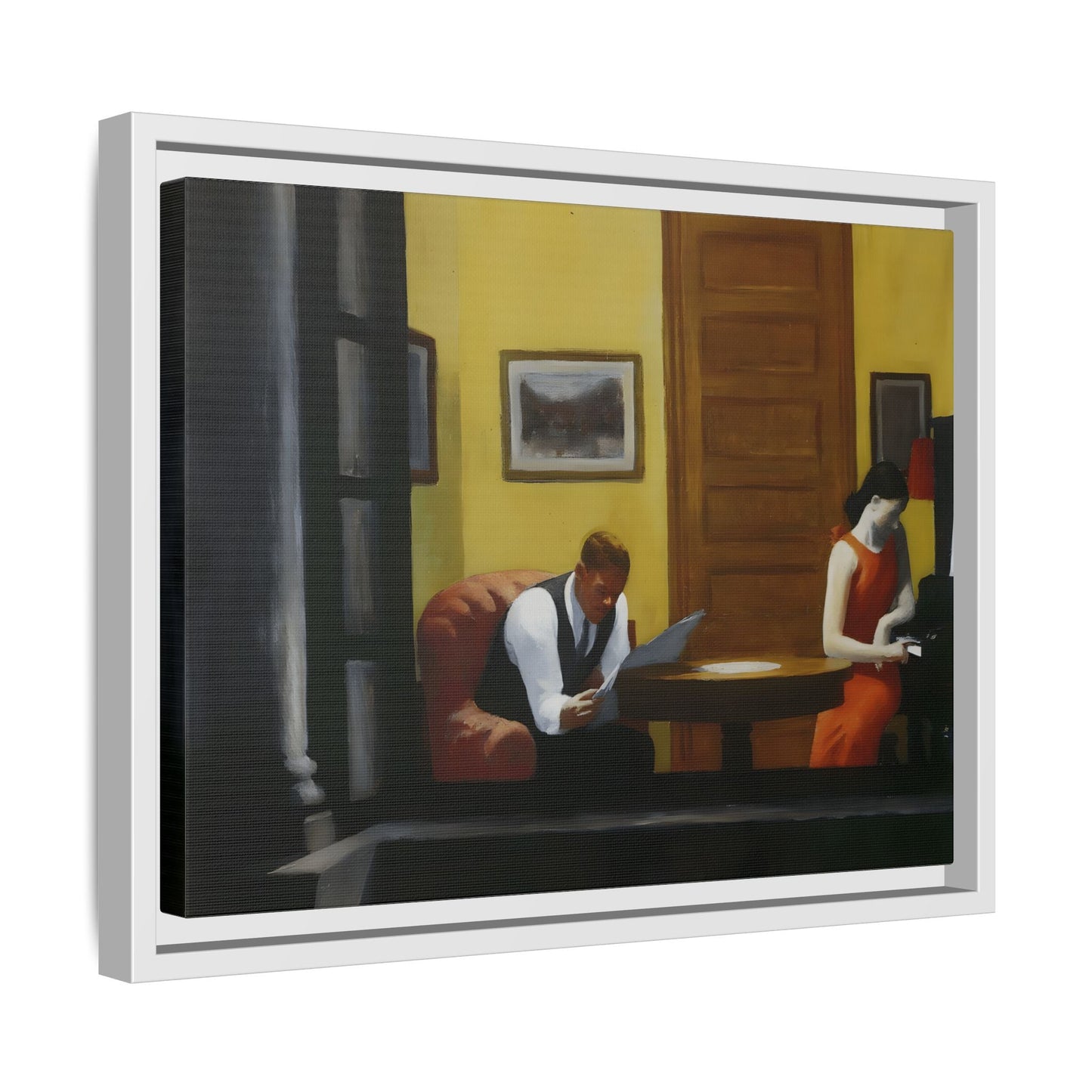 Room in New York Hopper Canvas Print - Large Framed Wall Art Painting Reproduction