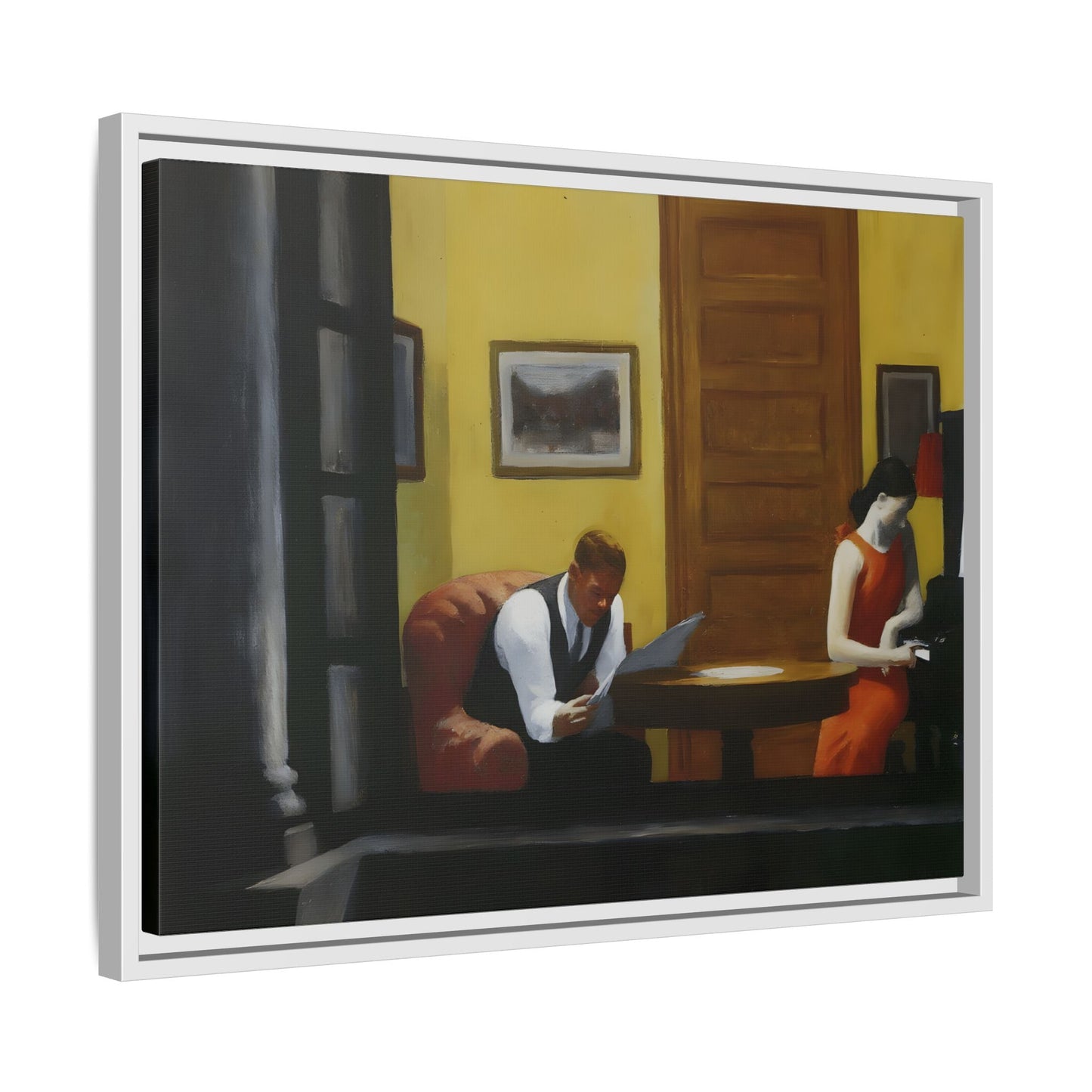 Room in New York Hopper Canvas Print - Large Framed Wall Art Painting Reproduction