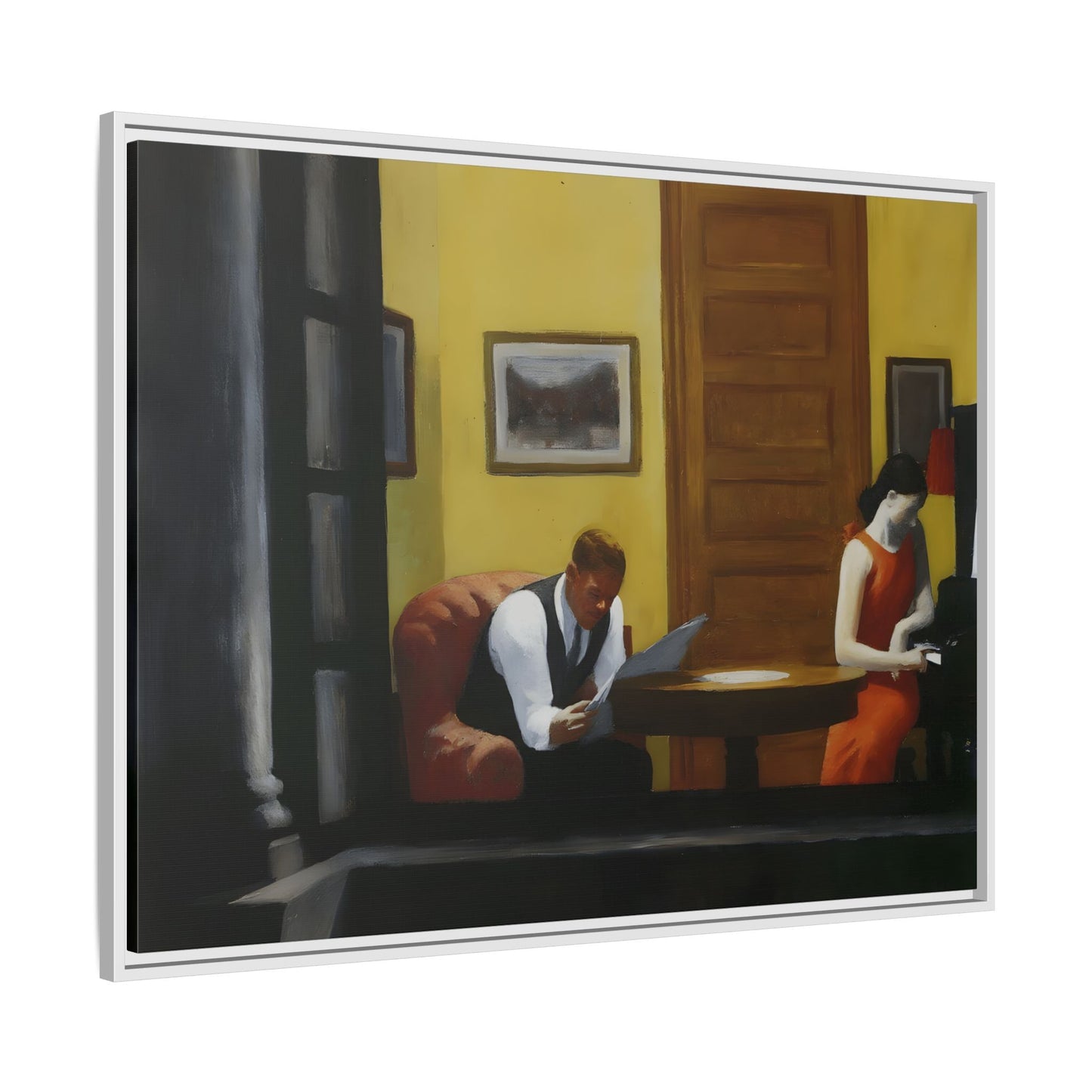 Room in New York Hopper Canvas Print - Large Framed Wall Art Painting Reproduction