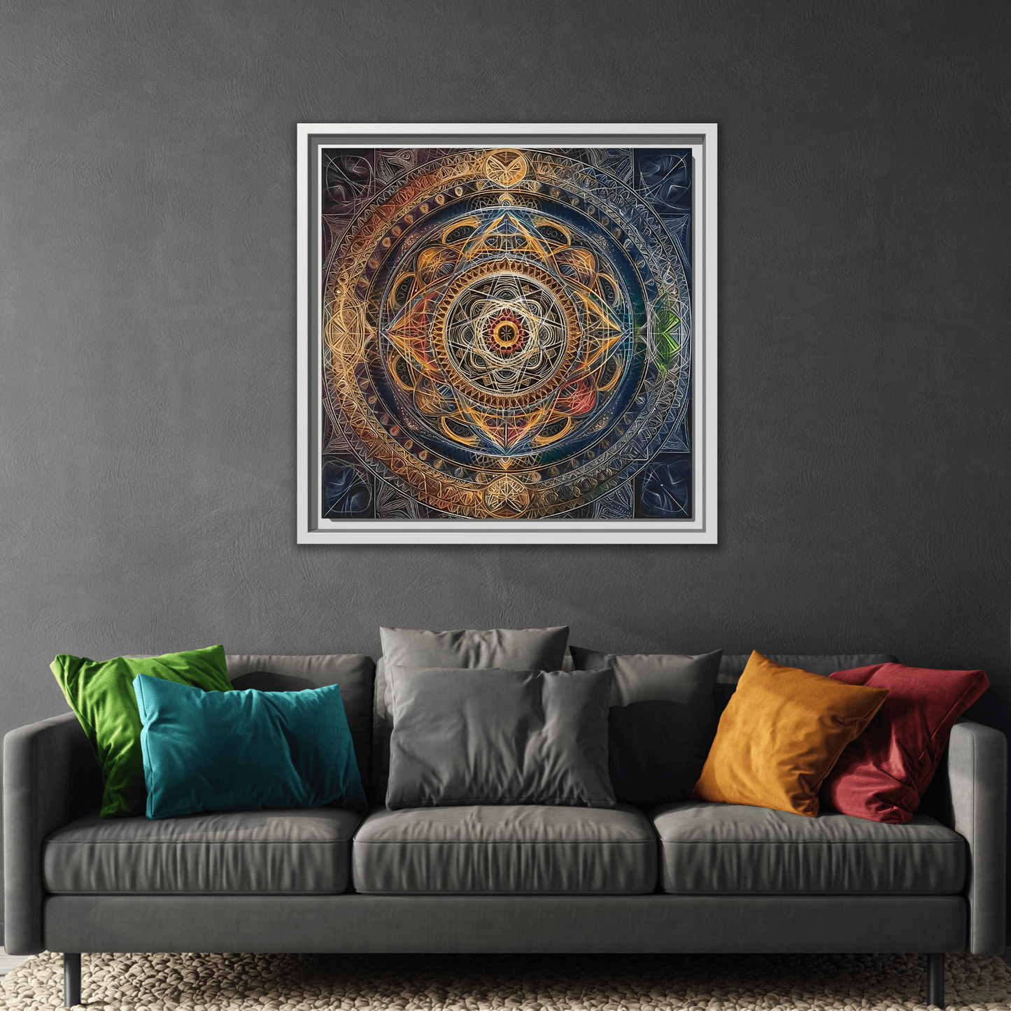 Seed of Life Mandala Sacred Geometry Framed Canvas Wall Art