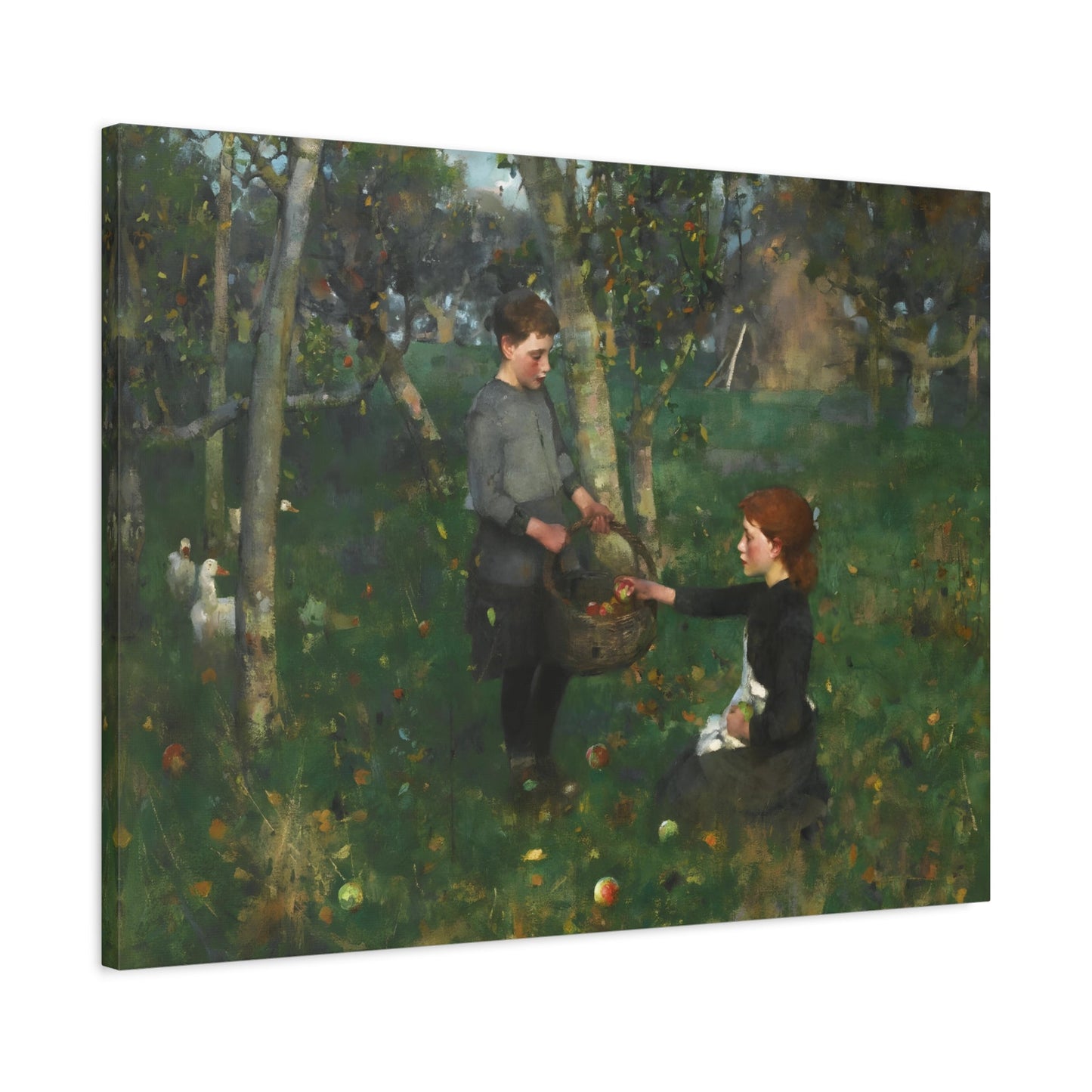 Sir James Guthrie In the Orchard- Colorful Garden Canvas Wall Art Print