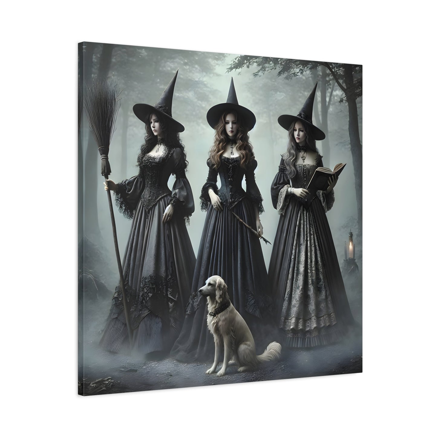 Spooky Witches Wall Art Canvas Print Antique Style Vintage Victorian Era