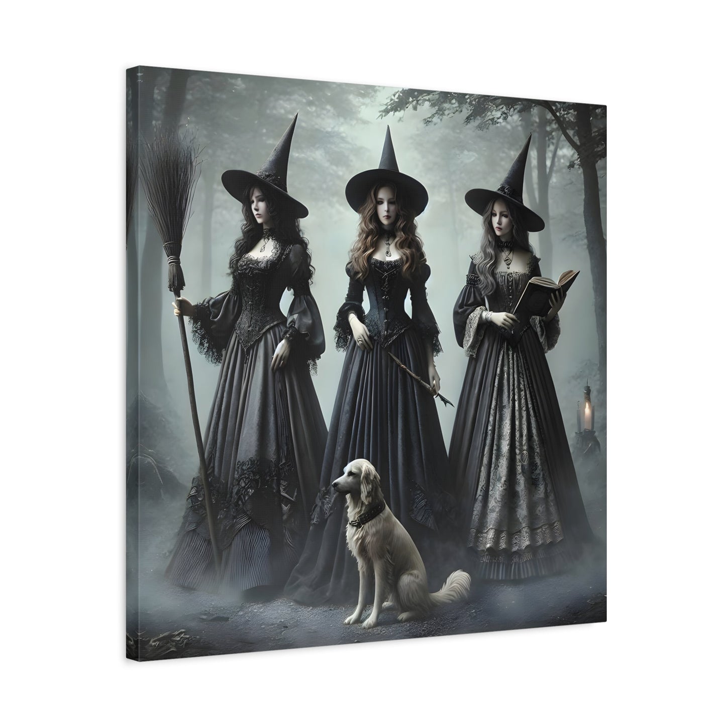 Spooky Witches Wall Art Canvas Print Antique Style Vintage Victorian Era