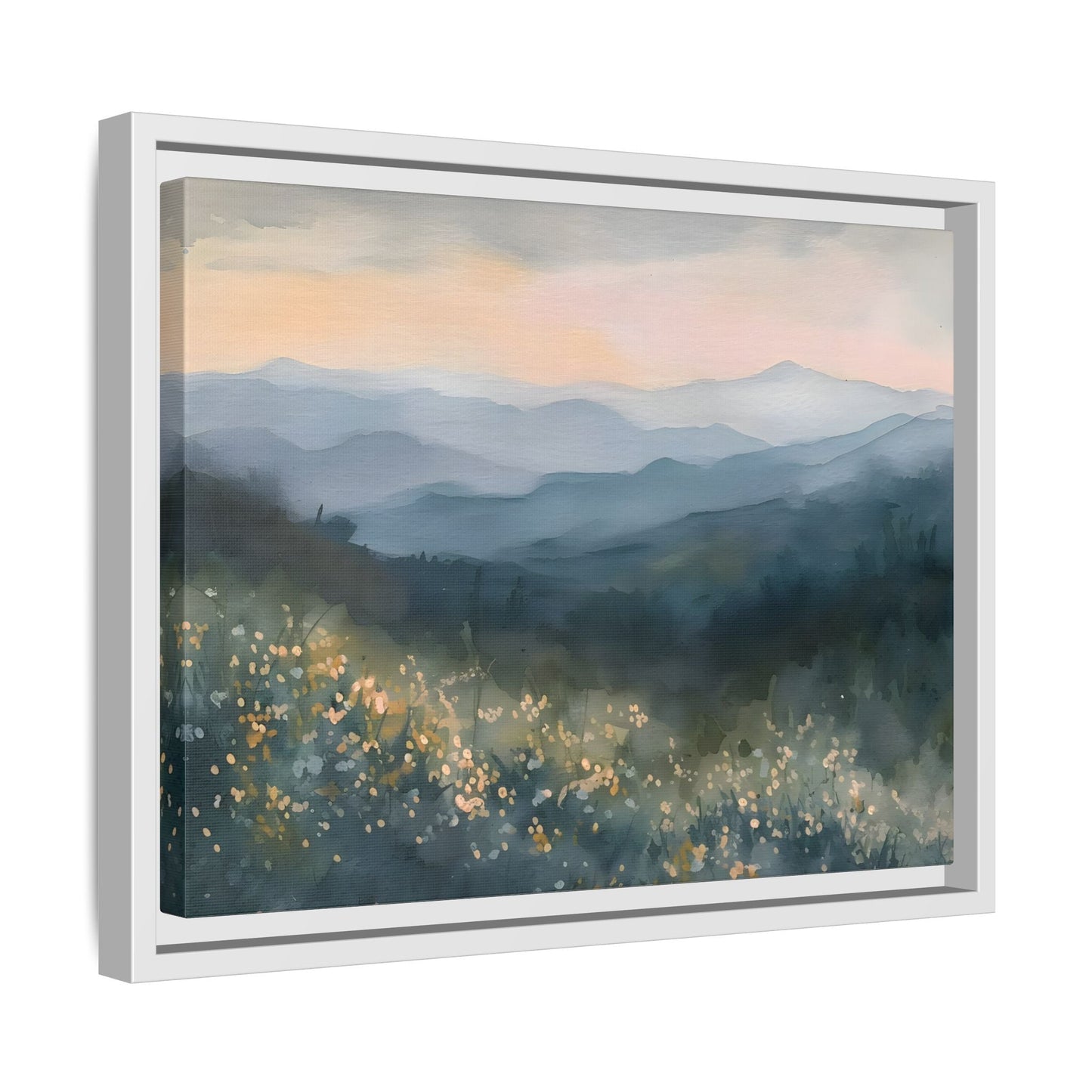 Spring Flowers Watercolor Smoky Mountains Wal Art Canvas Print