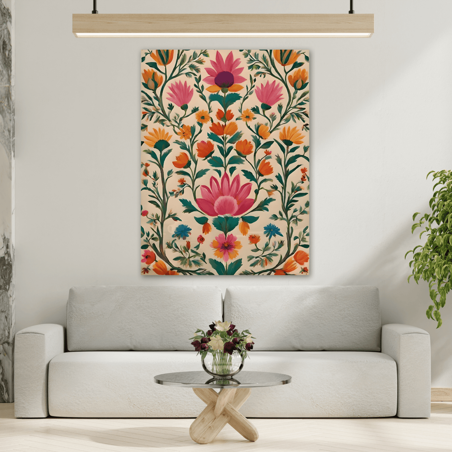 Traditional Indian Floral Canvas Folk Art Print