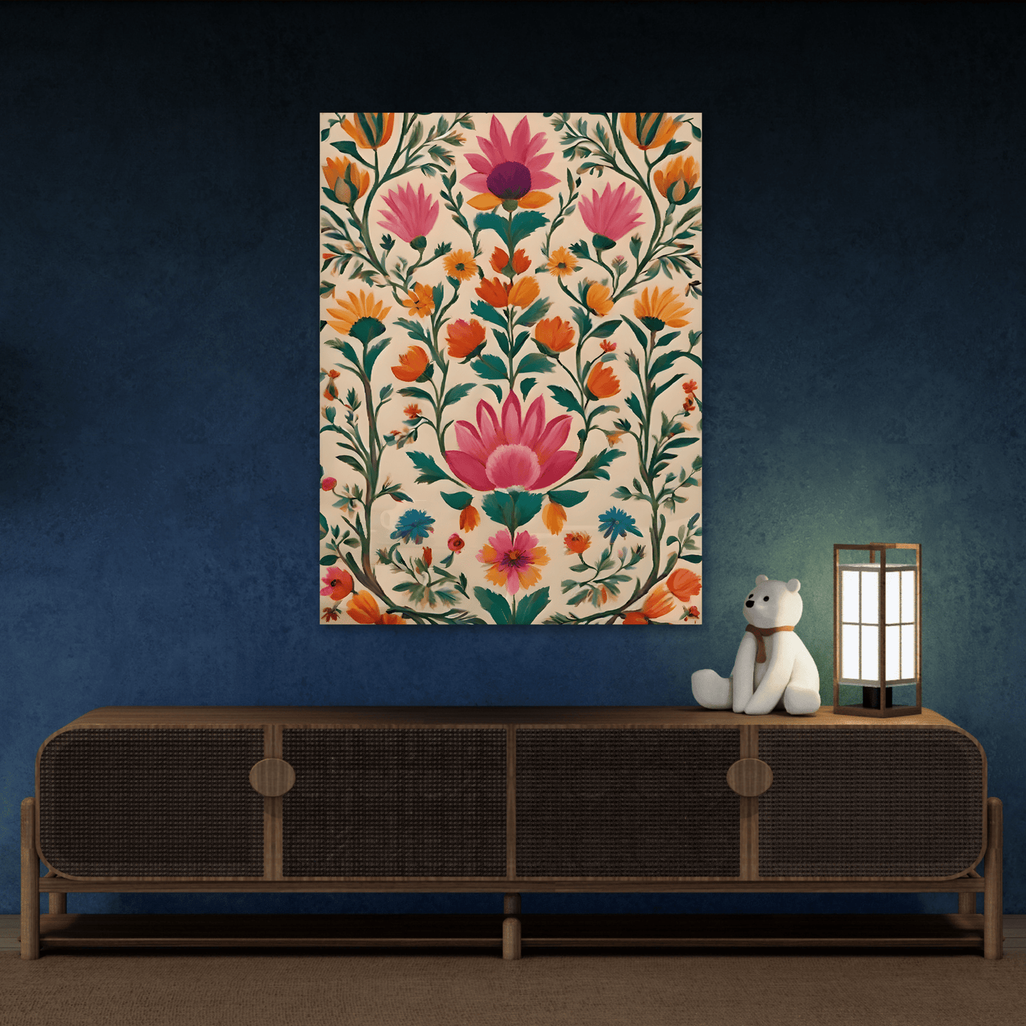 Traditional Indian Floral Canvas Folk Art Print