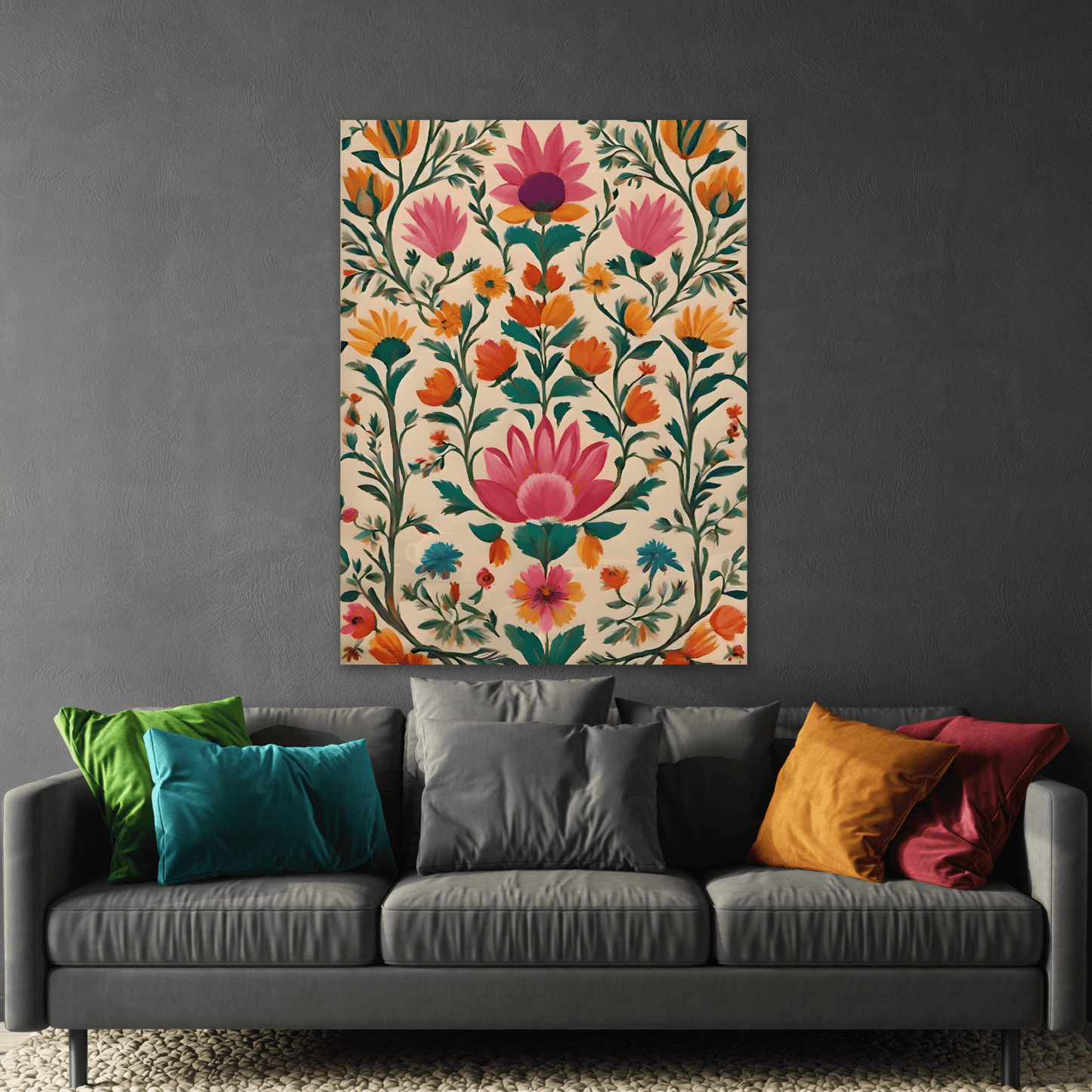 Traditional Indian Floral Canvas Folk Art Print