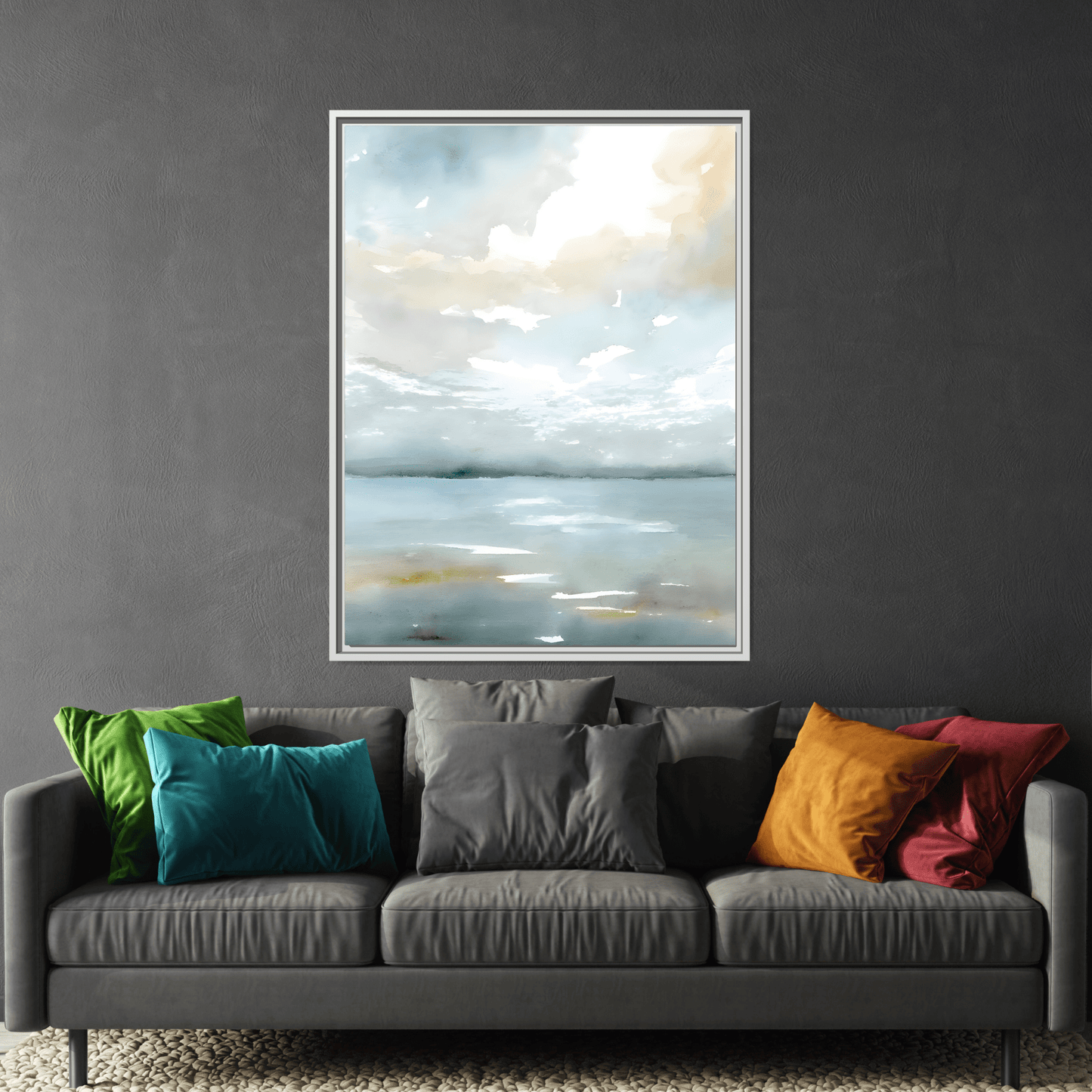 Tranquil Waters Calming Canvas Art - Coastal Landscape Neutral Seascape