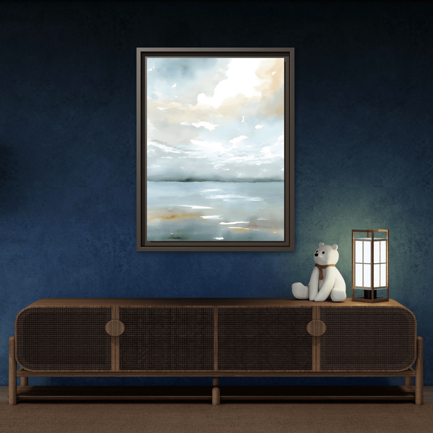 Tranquil Waters Calming Canvas Art - Coastal Landscape Neutral Seascape