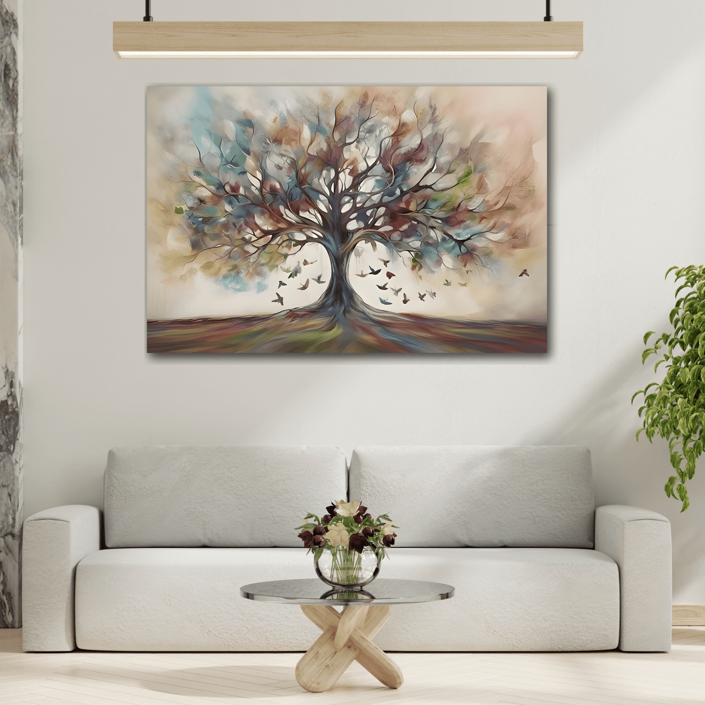 Tree of Life Abstract Colorful Canvas Watercolor Wall Art Symbolic Print