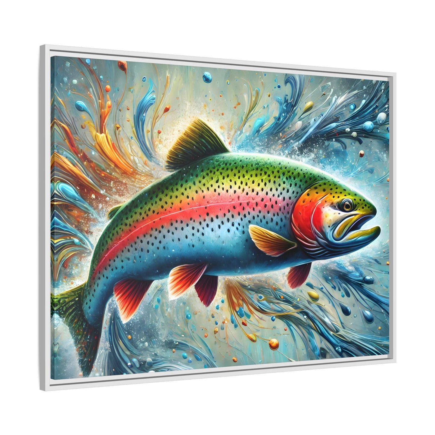 Trout Fish Rainbow Wall Art Fishing Canvas Print Fisherman Decor