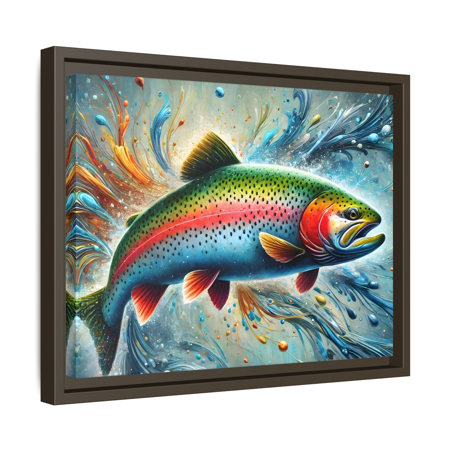 Trout Fish Rainbow Wall Art Fishing Canvas Print Fisherman Decor