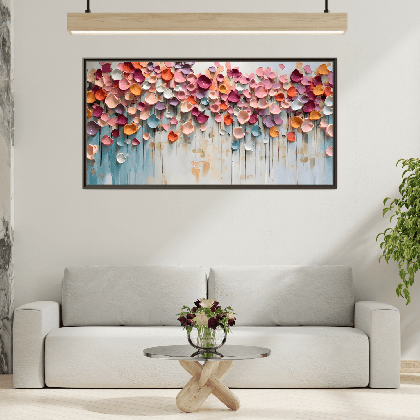 Vibrant Floral Canvas Wall Art - Extra Large Framed Home Decor