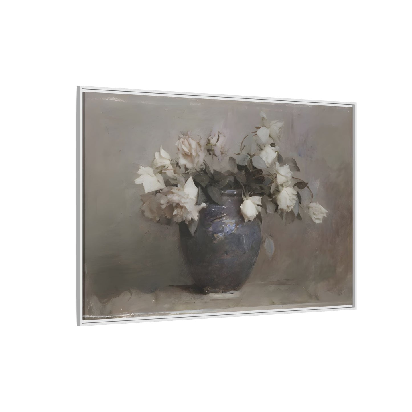 Vintage Botanical Canvas Wall Art, Flower in Vase Farmhouse Print