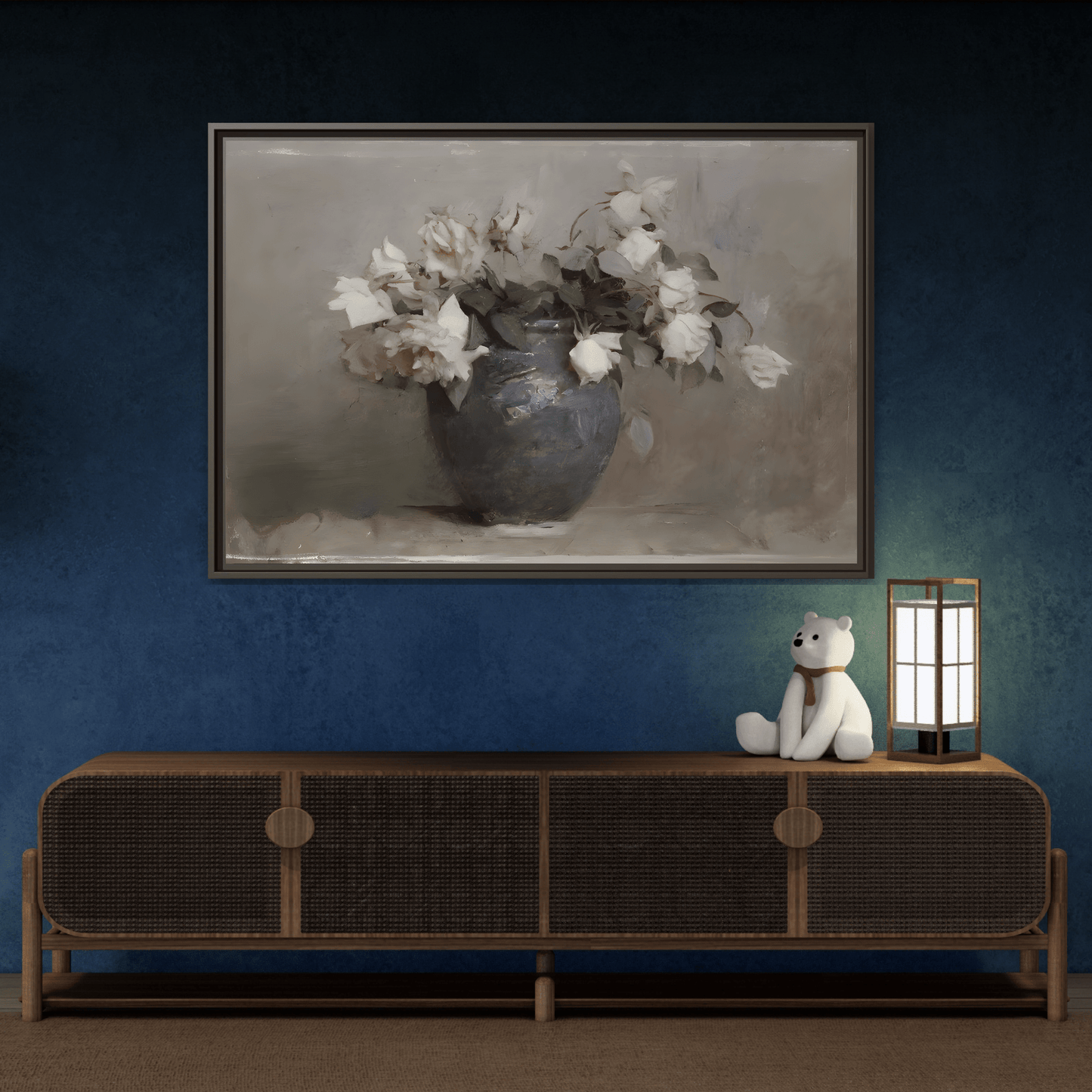 Vintage Botanical Canvas Wall Art, Flower in Vase Farmhouse Print