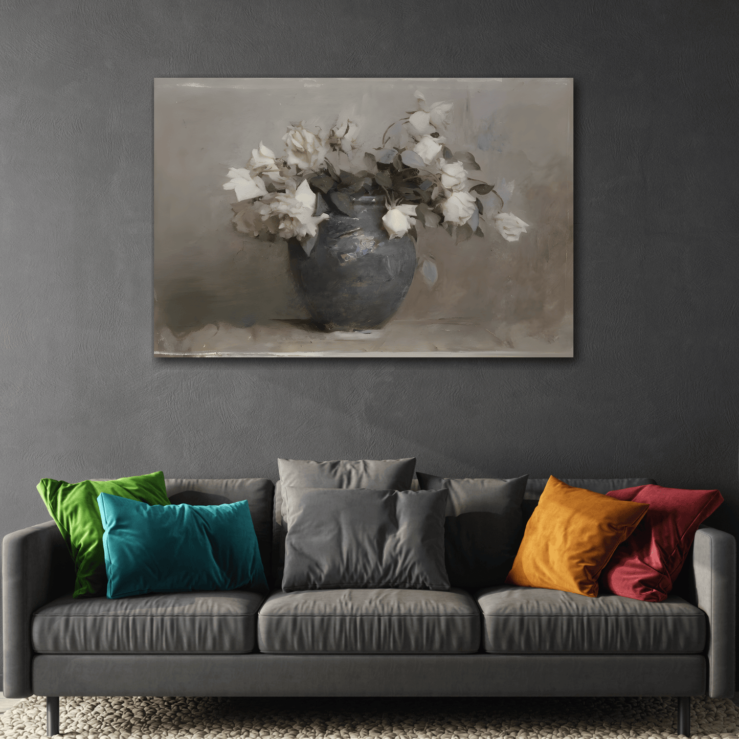 Vintage Botanical Wall Art Flower in Vase Canvas Painting Farmhouse Wall Art