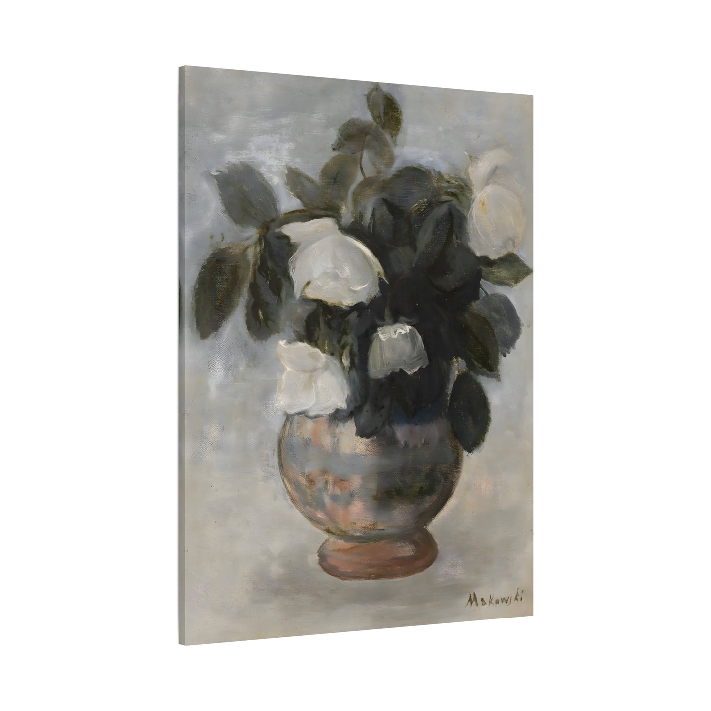Vintage Floral Botanical Canvas Wall Art - Large Still Life Flower Vase