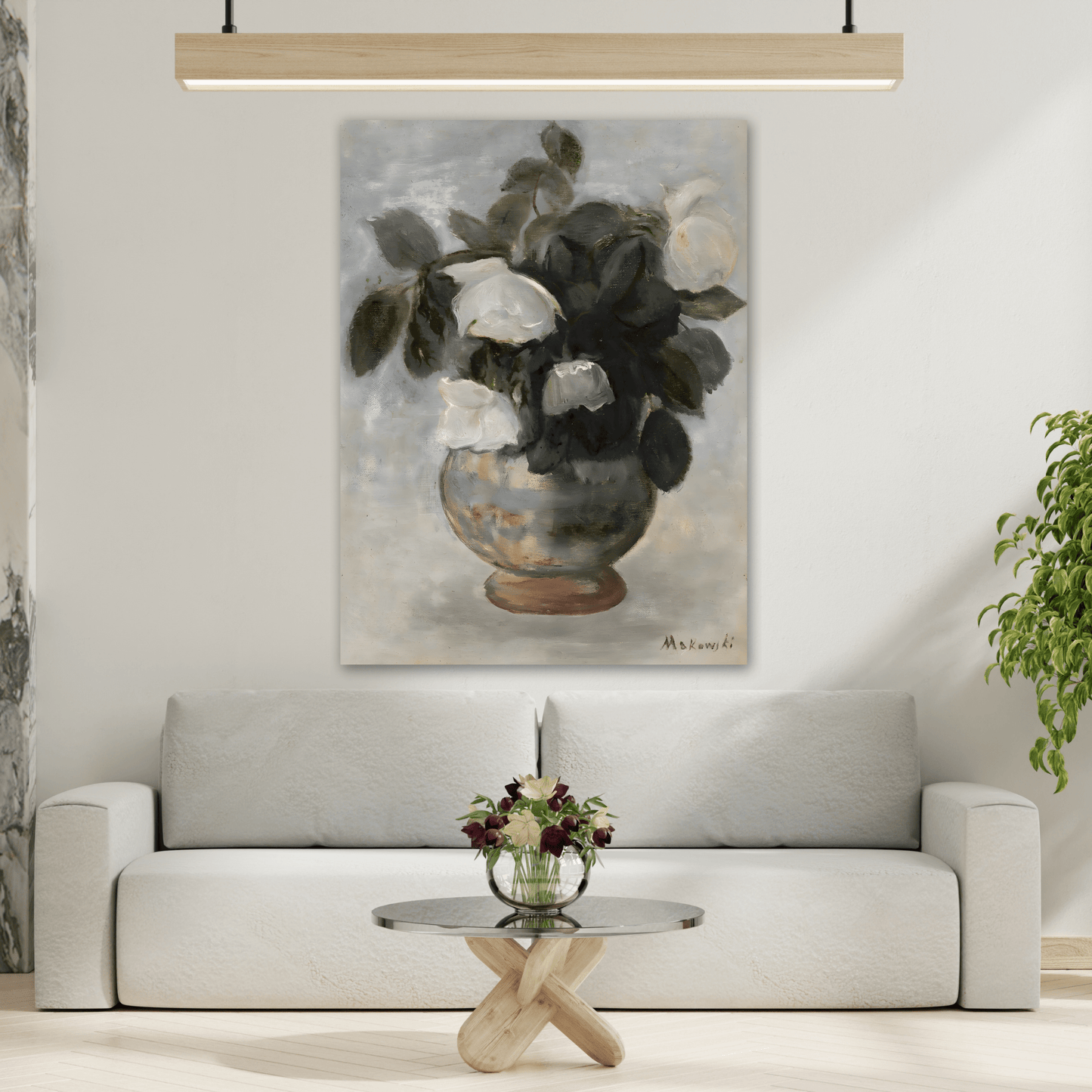 Vintage Floral Botanical Canvas Wall Art - Large Still Life Flower Vase