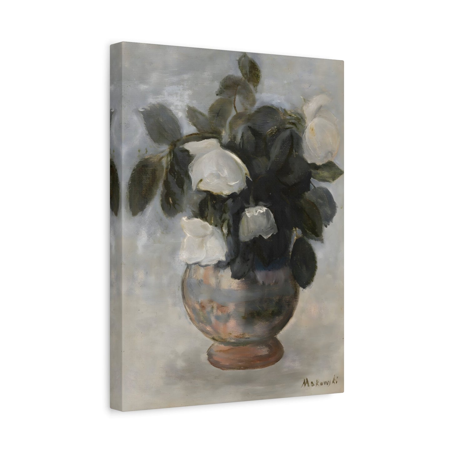 Vintage Floral Botanical Canvas Wall Art - Large Still Life Flower Vase