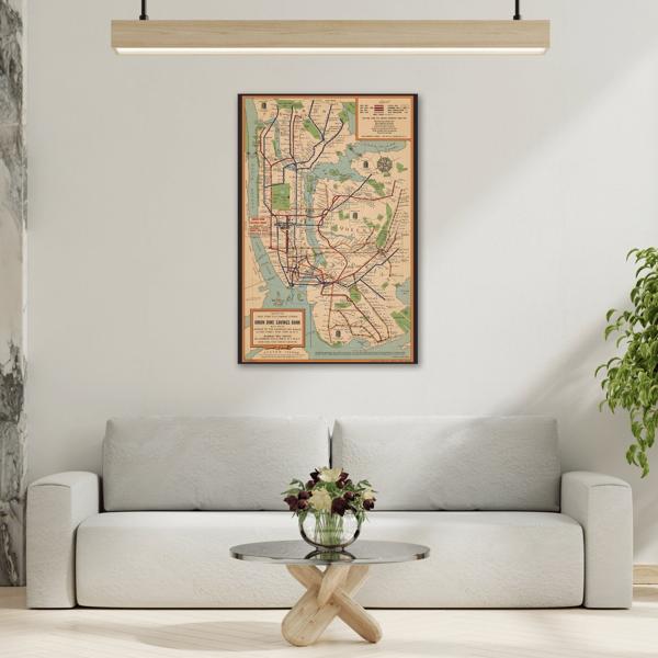 Vintage New York Subway Map - Canvas Wall Art Print