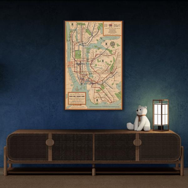 Vintage New York Subway Map - Canvas Wall Art Print