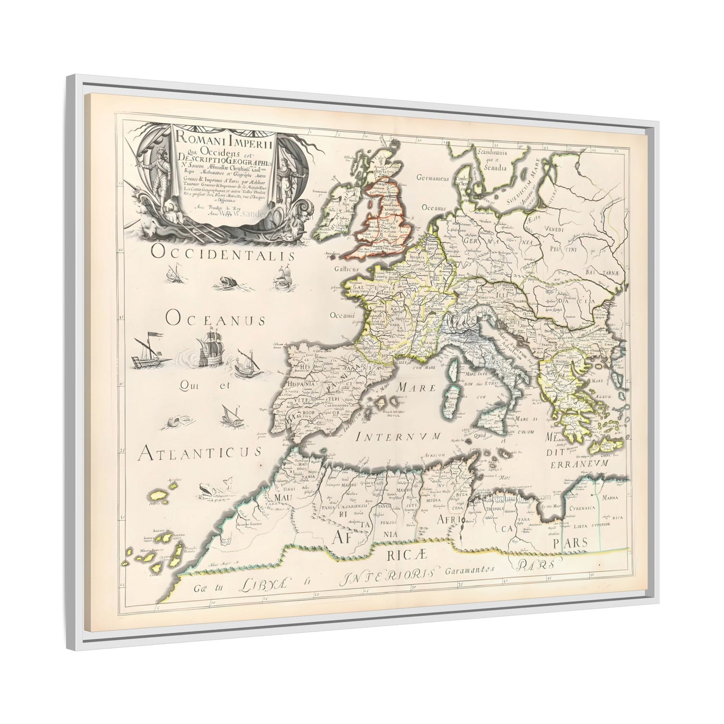 Vintage Roman Empire Map Canvas Print - Framed Nicolas Sanson Wall Art