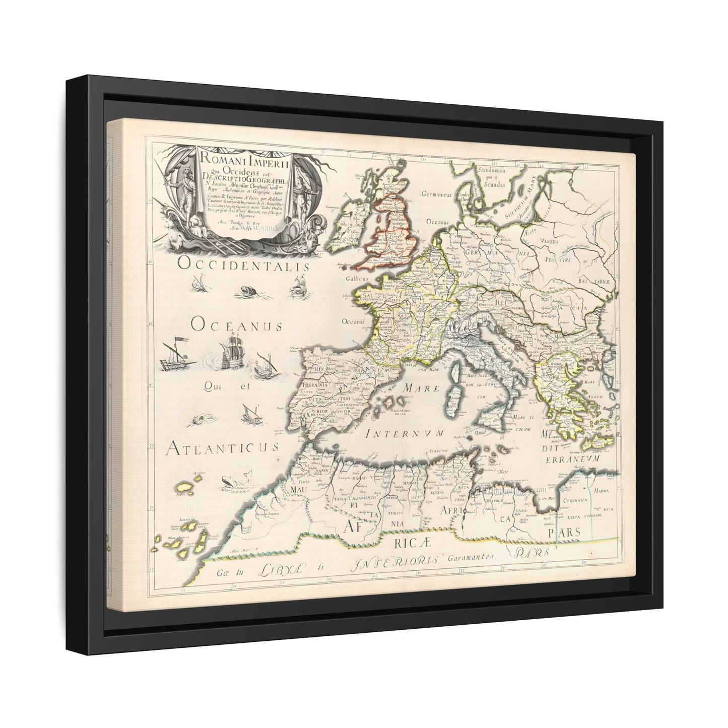 Vintage Roman Empire Map Canvas Print - Framed Nicolas Sanson Wall Art
