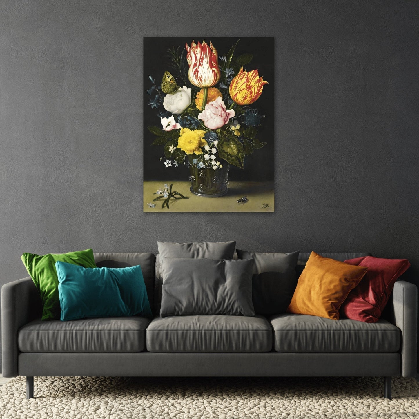 Vintage Still Life of Flowers - Moddy Floral Canvas Wall Art Print