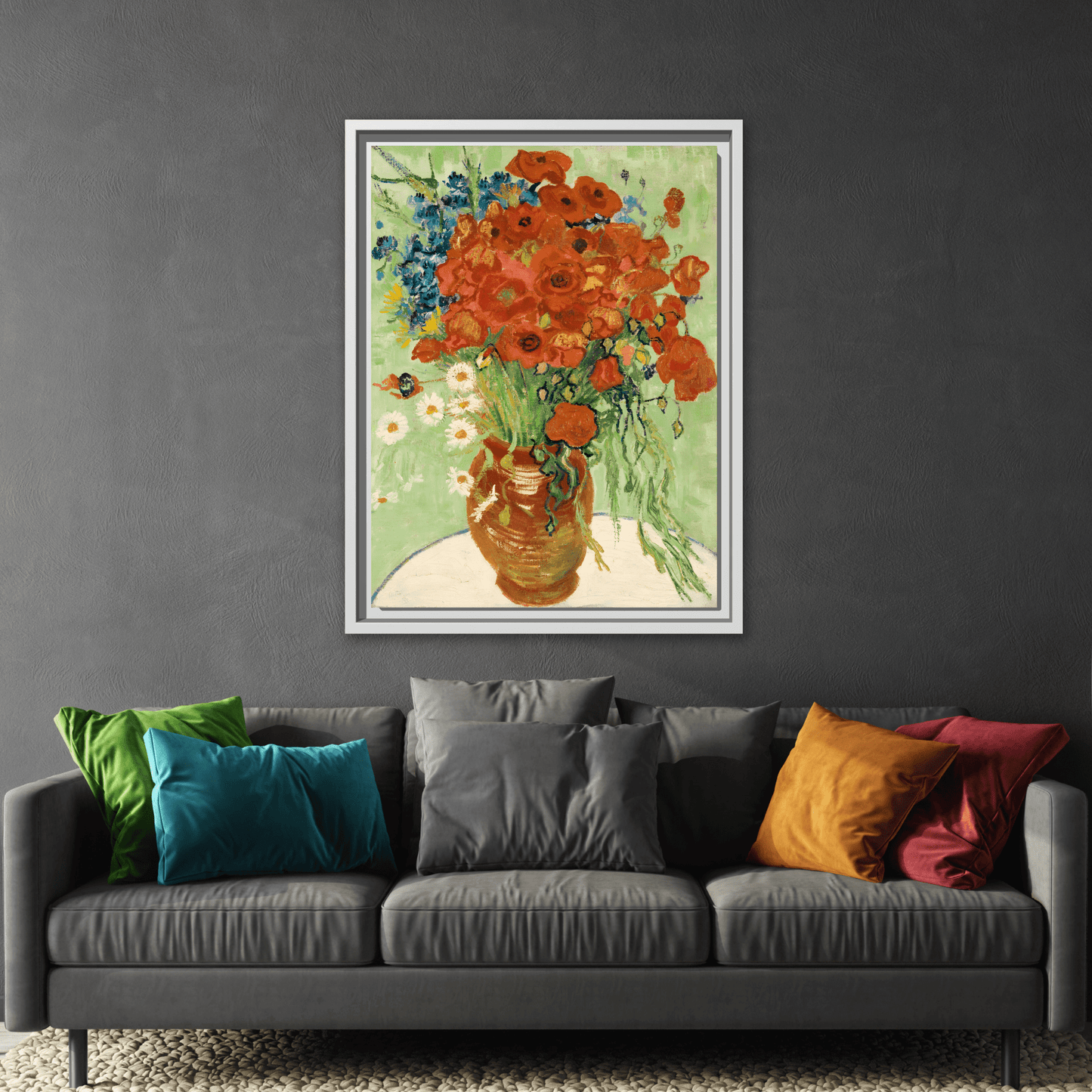 Wall Art Canvas Print Red Poppies Van Gogh Cornflowers Poppies Daisies Artwork