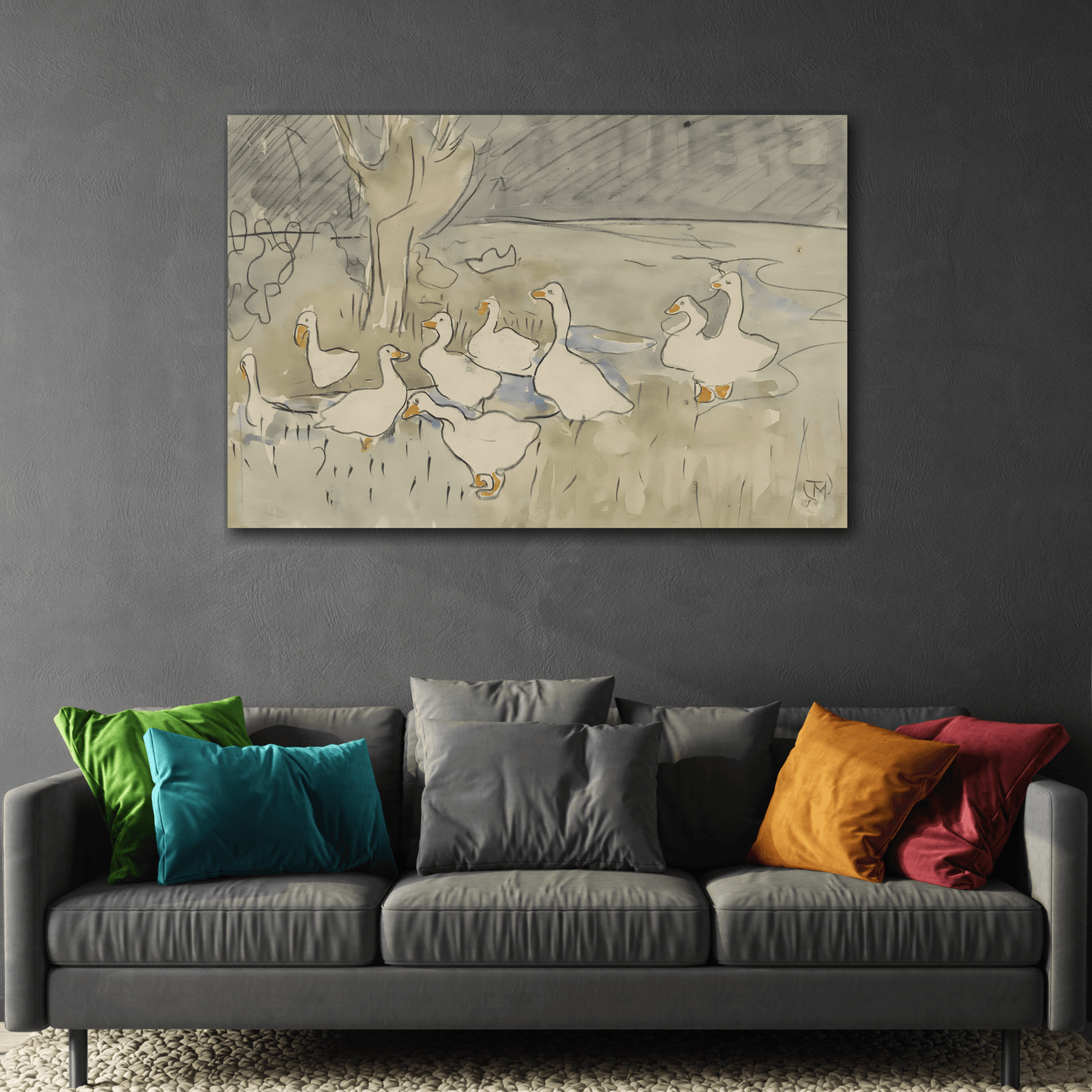Watercolor Goose Nursery Canvas Print - Kids Room Wall Art Decor