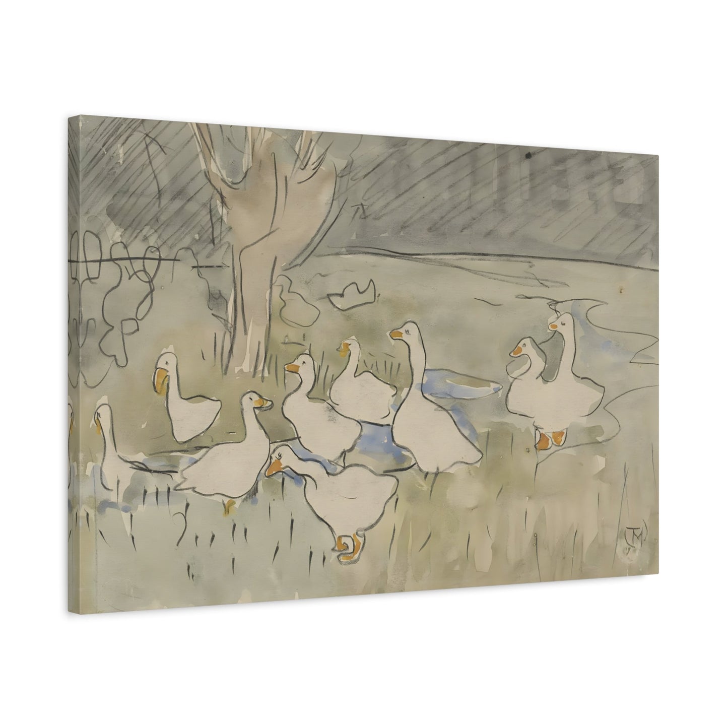 Watercolor Goose Nursery Canvas Print - Kids Room Wall Art Decor