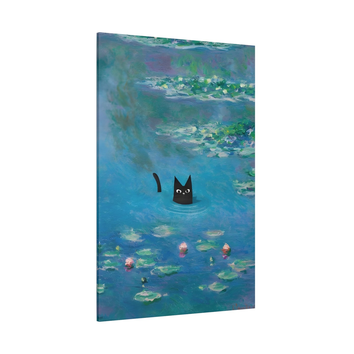 Waterlily Floral Cat Canvas Wall Art Monet Print Home Decor