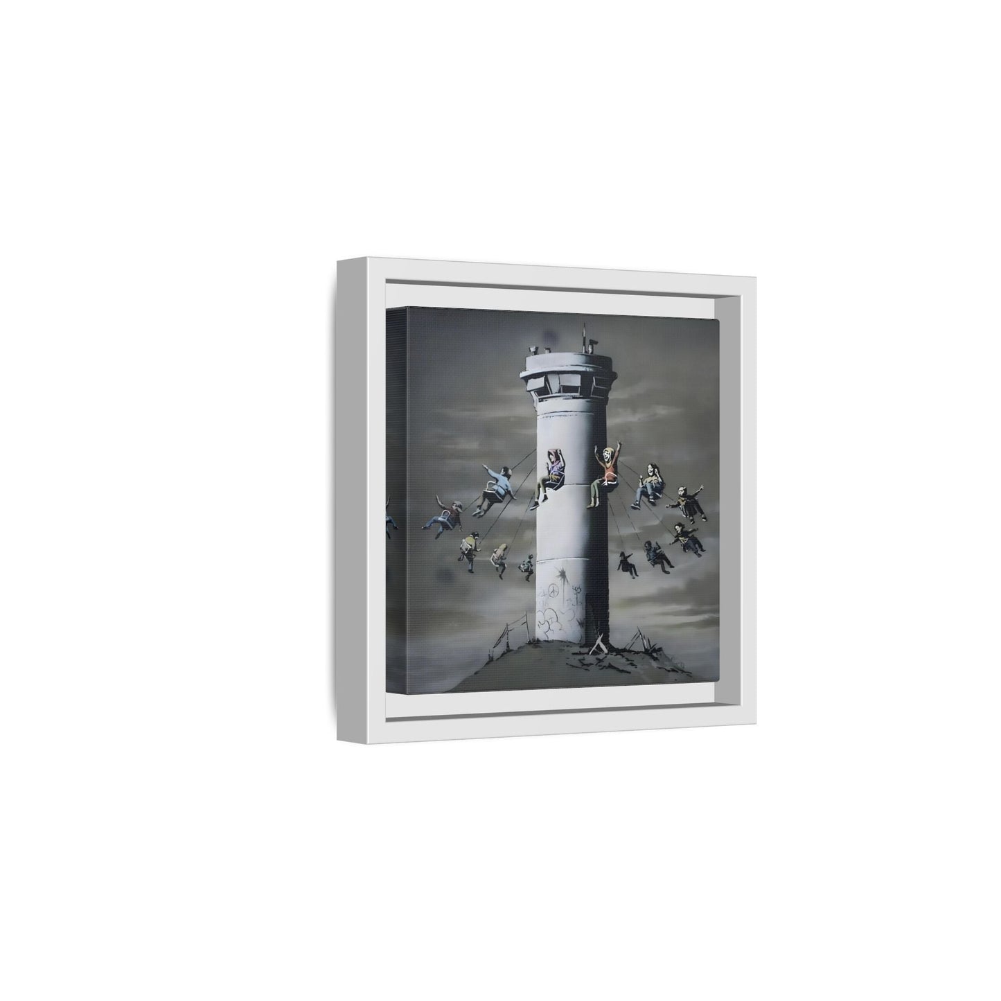 Whimsical Framed Canvas Print - Playful Banksy Wall Art Prints