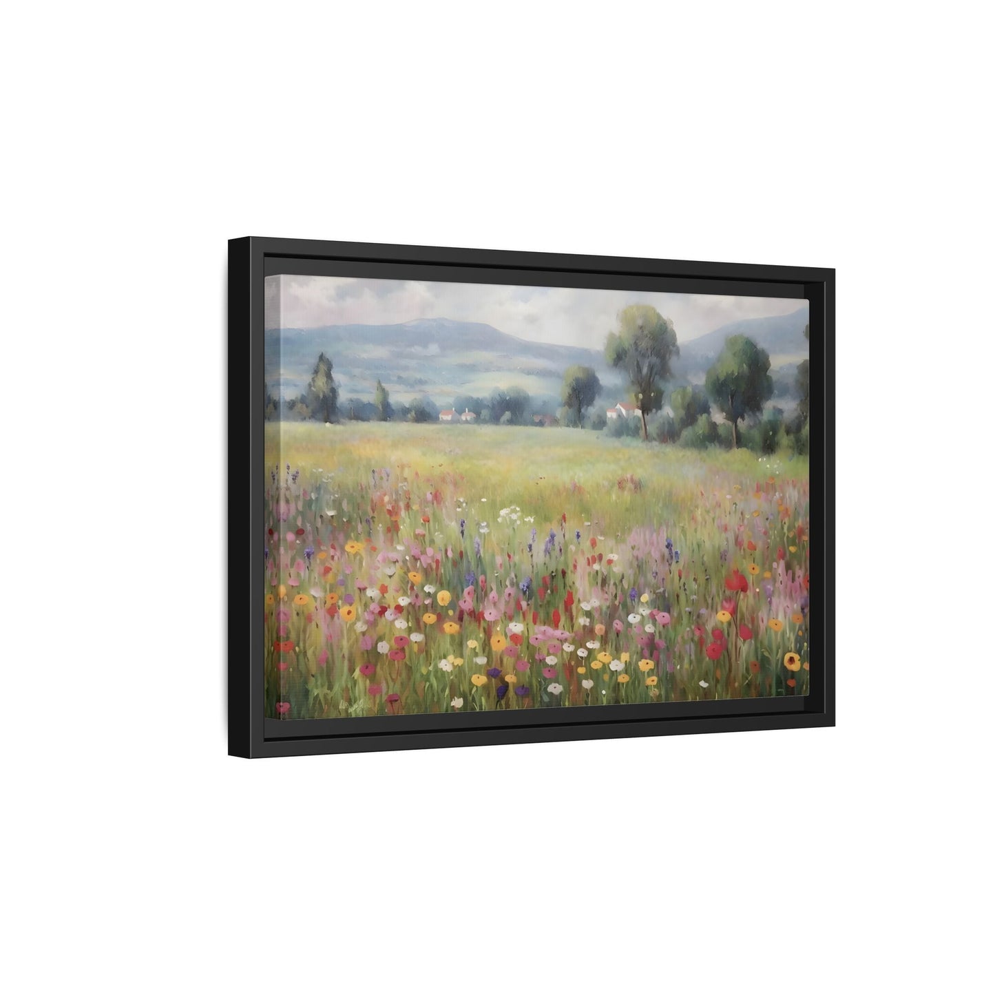 Wildflower Nature Framed Large Canvas Print, Floral Landscape Wall Art