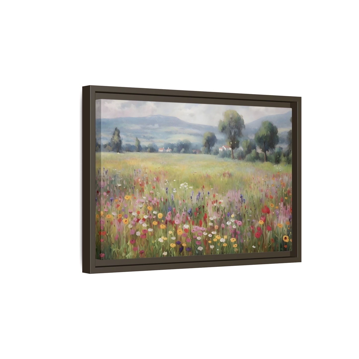 Wildflower Nature Framed Large Canvas Print, Floral Landscape Wall Art