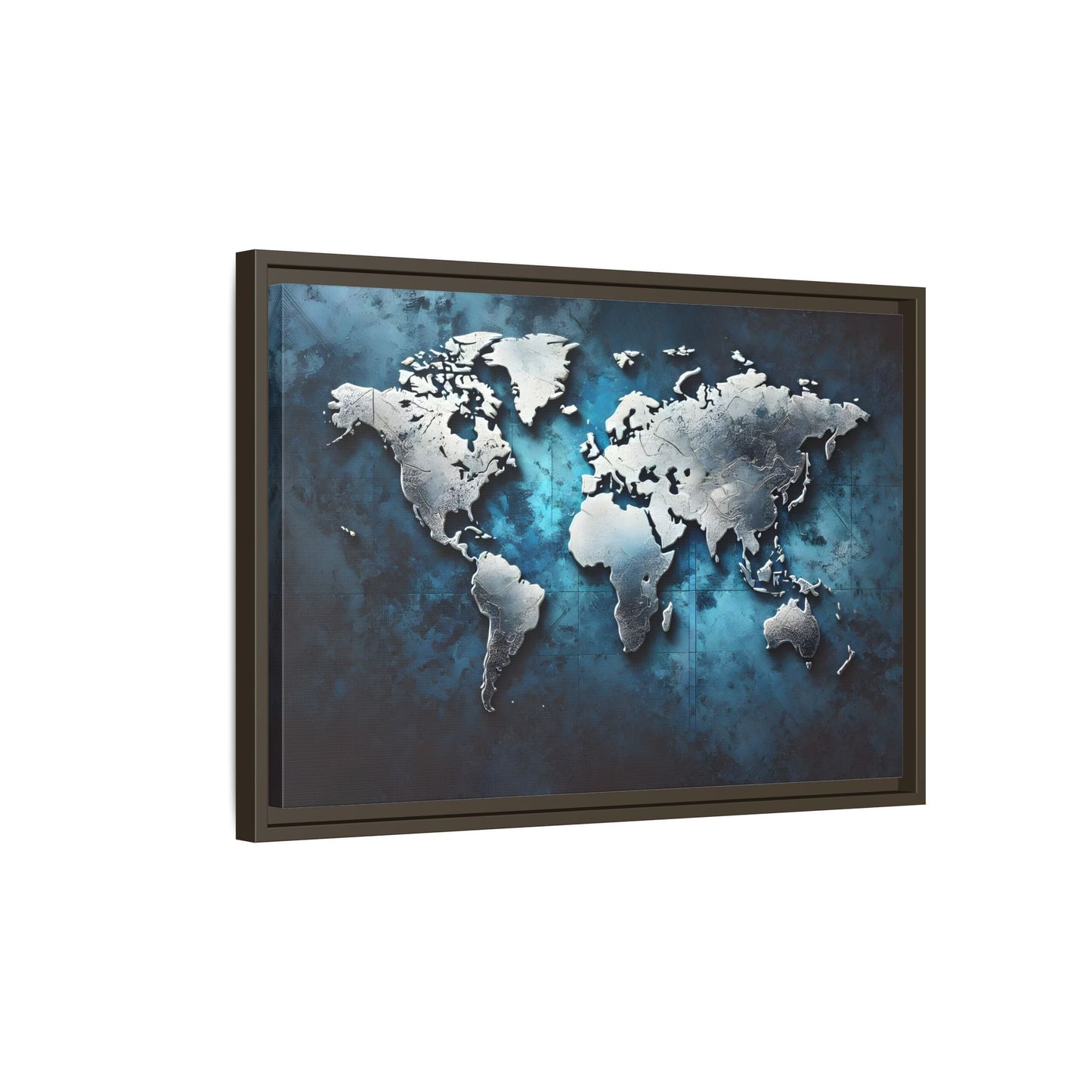 World Blue Silver Canvas Print - Framed Big Walls Art