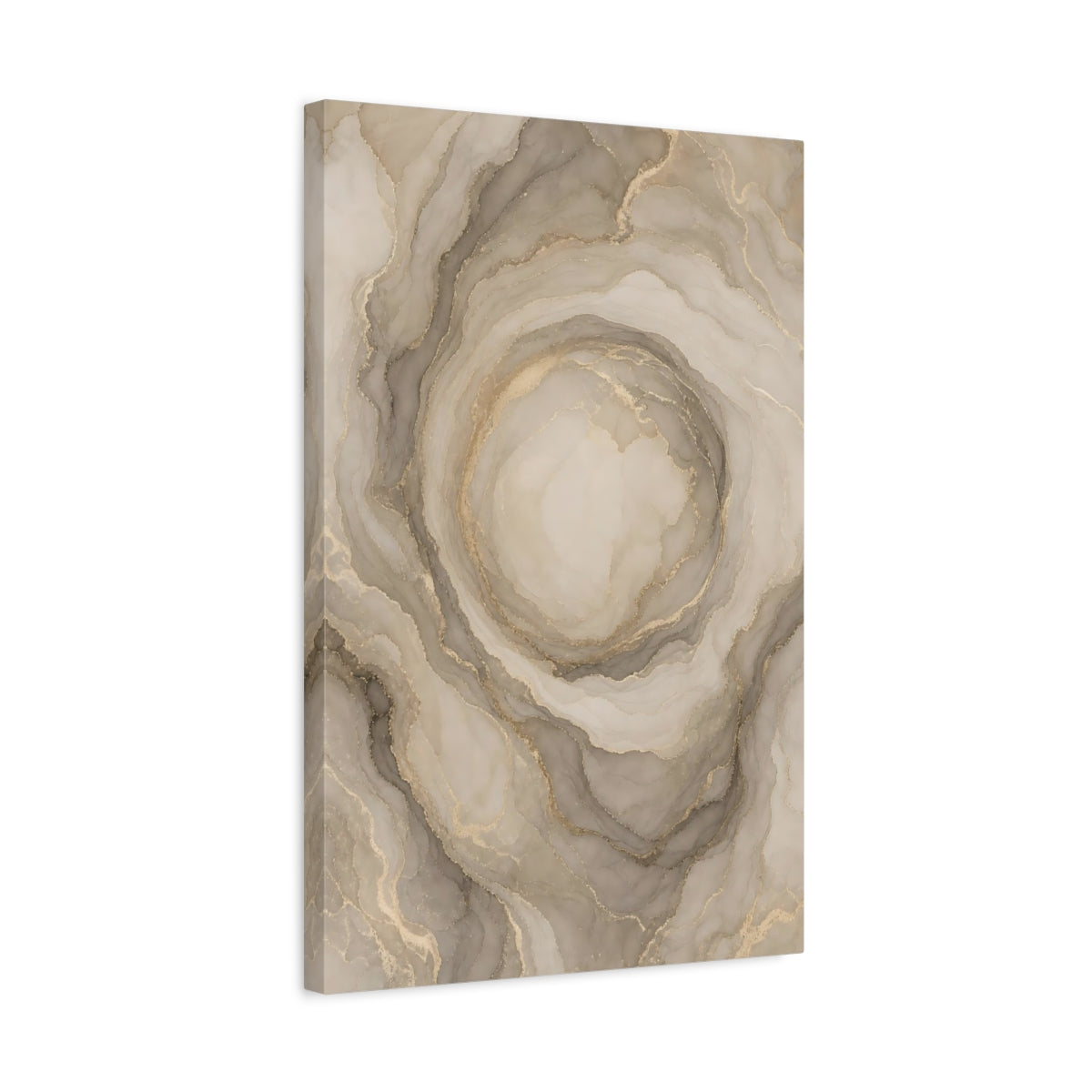 Side Mockup 3. Abstract Agate Pattern Neutral Gold Agate shown as stretched canvas wall art