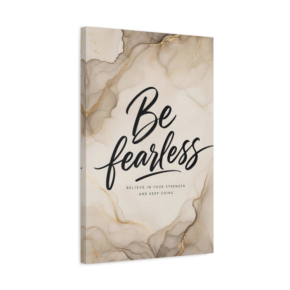Abstract Be Fearless Gold And Beige Canvas Print – Modern Living Room, Above Couch - YesArtYes
