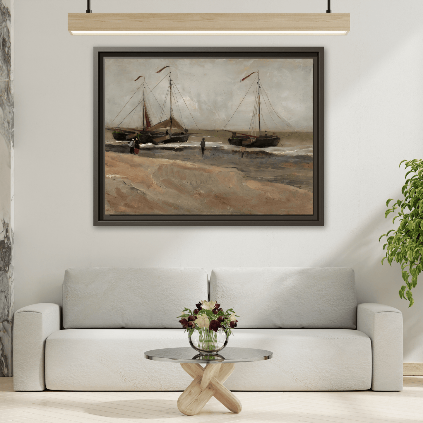 Abstract Beach and Boats Van Gogh Canvas Print - YesArtYes