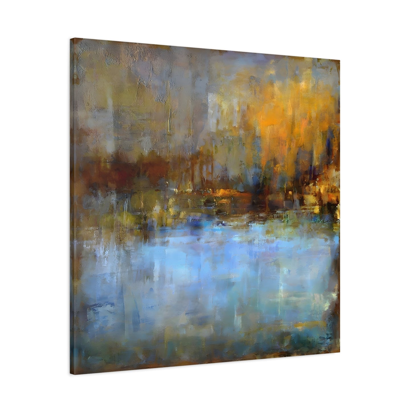 Abstract Blue Grey Artwork Painting Wall Art Canvas Print - YesArtYes