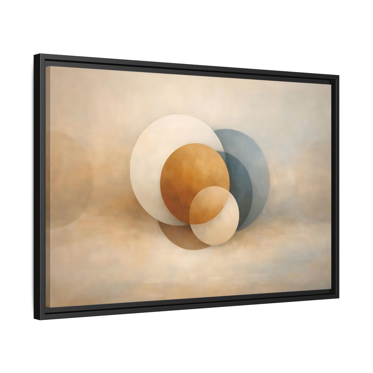 Side Mockup 14. Abstract Circles Earth Tone Circles shown as stretched canvas wall art